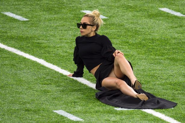 Singer-Lady-Gaga-poses-on-the-field-at-t