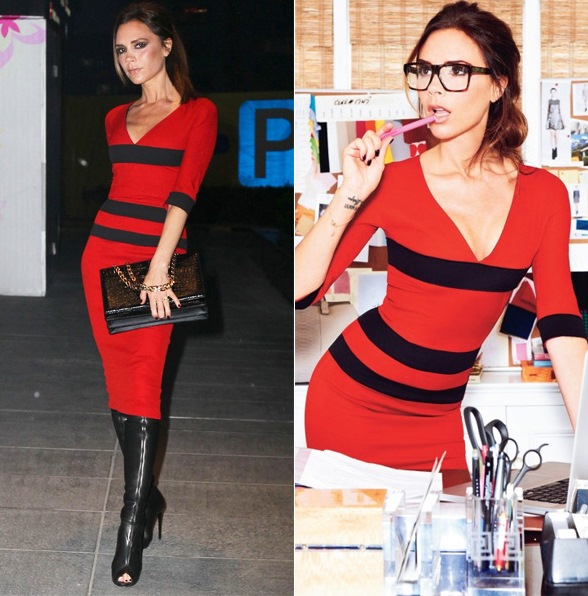 victoria-beckham-striped-v-neck-pencil-dress